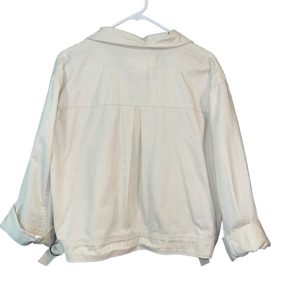Treasure & Bond Stand Collar Cotton Twill Jacket Cream Size Medium - Picture 5 of 11